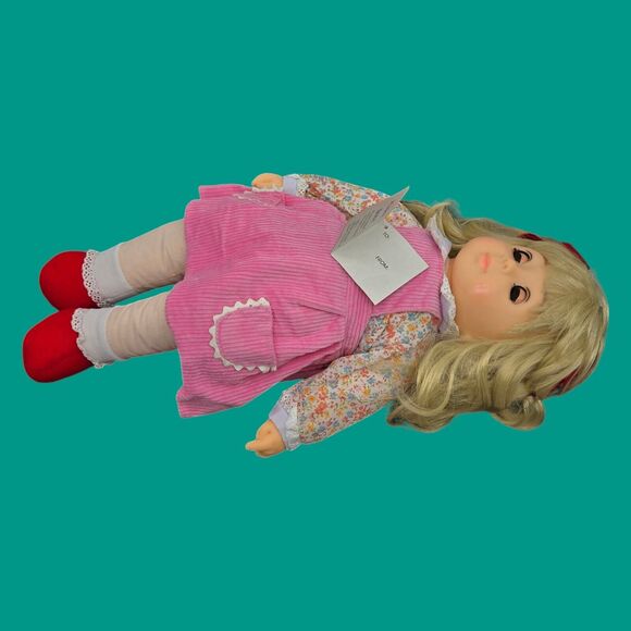 1984 Vintage 19" Vinyl Plush Doll "Sandy" Mitchell Co Kansas Pink Corduroy Dress - Picture 8 of 13